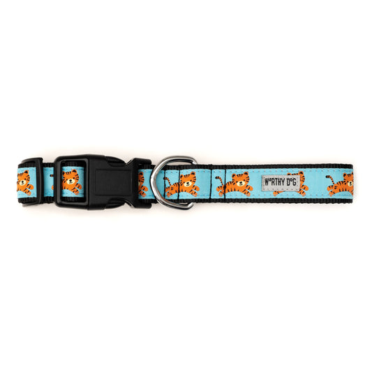 Tigers Dog Collar – Blue, Sizes XS–XL