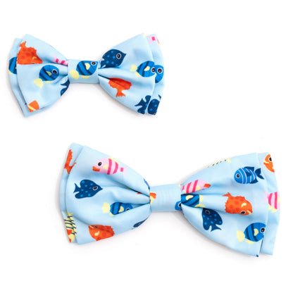Fishy II Dog Bow Tie – Polyester, Blue, Sizes S, L