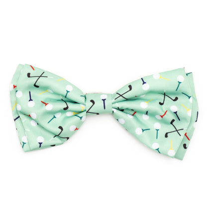 Golf Dog Bow Tie – Polyester, Green, Sizes S, L