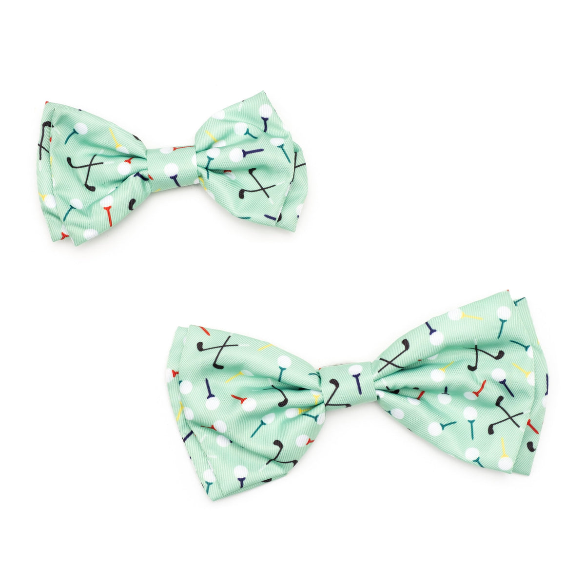 Golf Dog Bow Tie – Polyester, Green, Sizes S, L