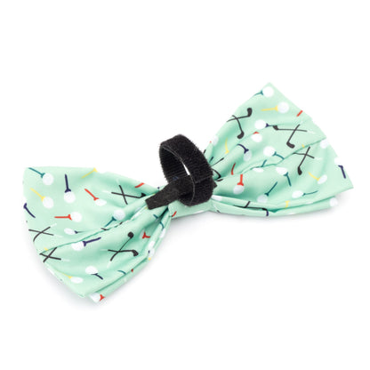 Golf Dog Bow Tie – Polyester, Green, Sizes S, L