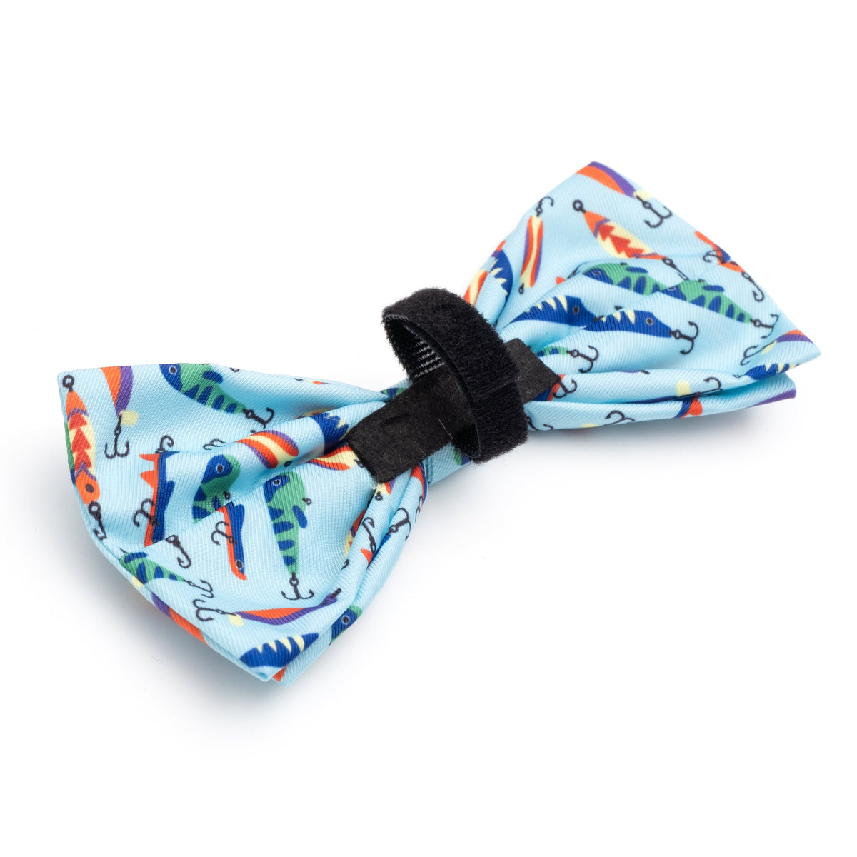 Gone Fishin' Dog Bow Tie – Polyester, Blue, Sizes S, L