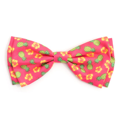 Pineapples Dog Bow Tie – Polyester, Pink, Sizes S, L