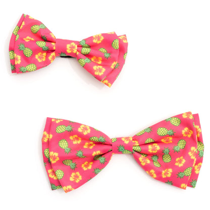 Pineapples Dog Bow Tie – Polyester, Pink, Sizes S, L