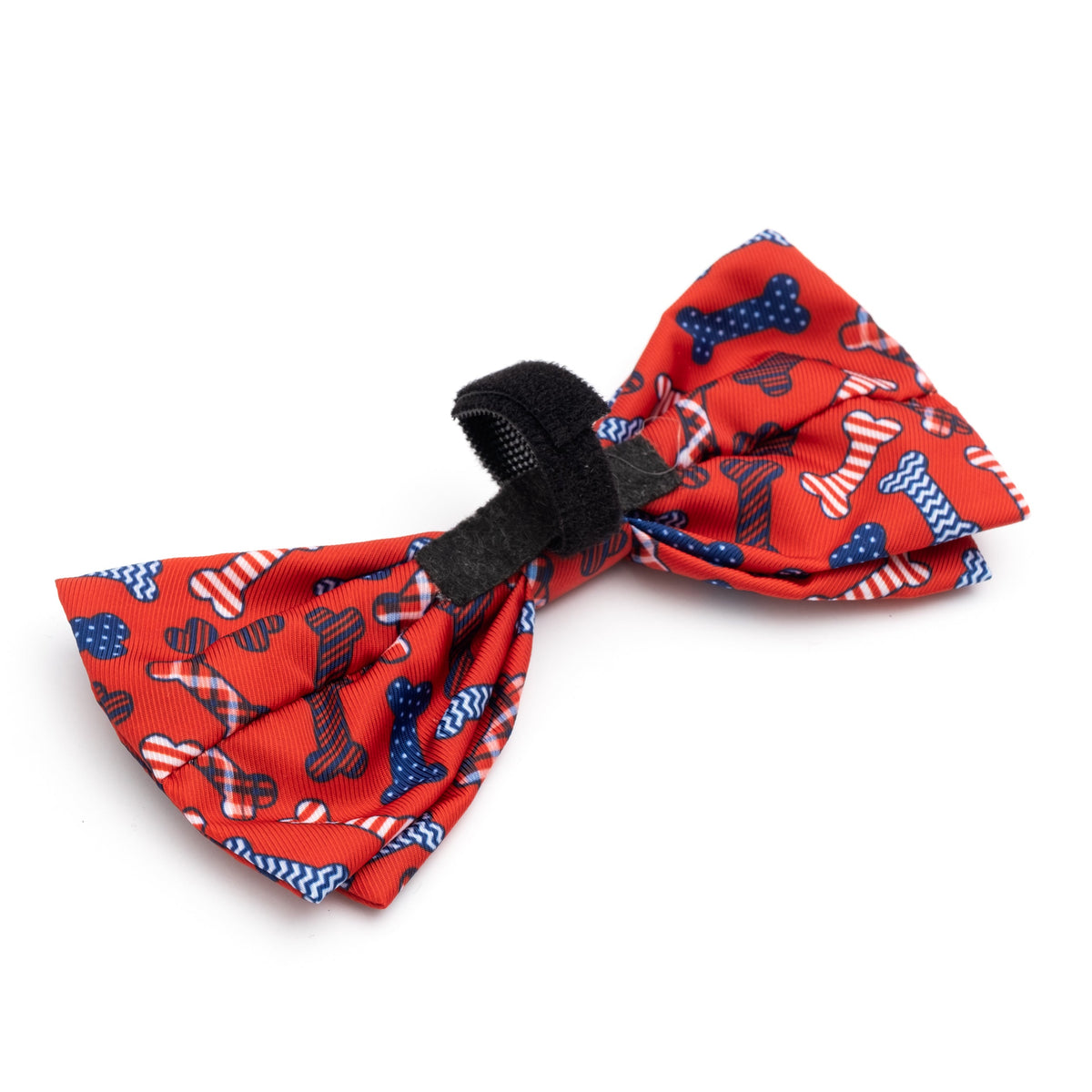 Preppy Bones Dog Bow Tie – Polyester, Blue & Red/White/Blue, Sizes S, L