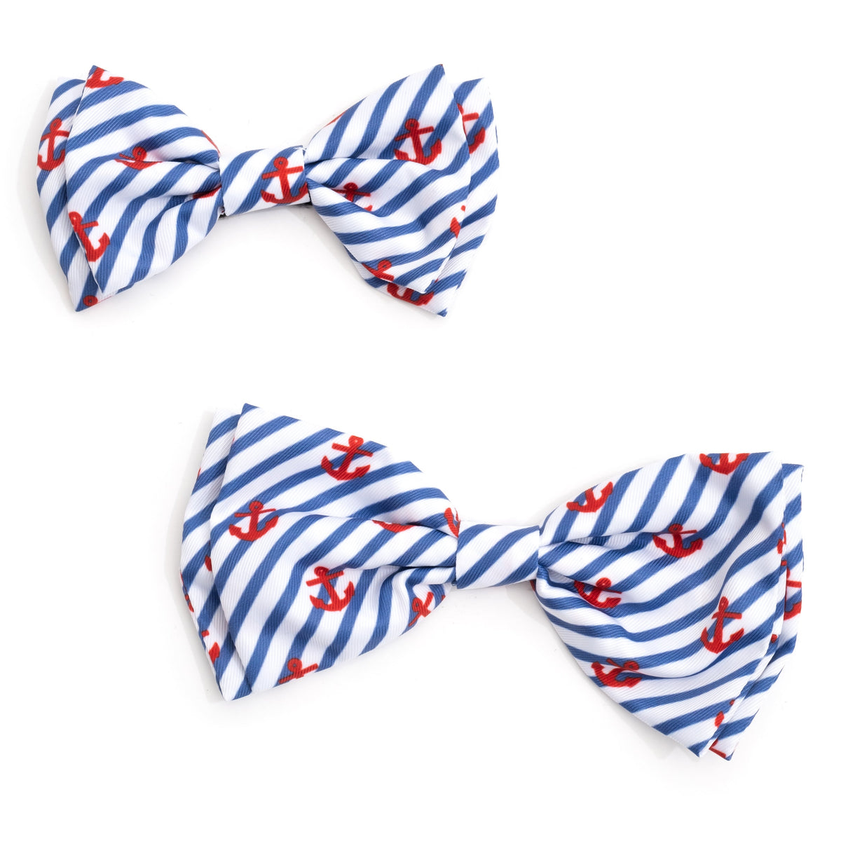 Stripe Anchors Dog Bow Tie – Polyester, Navy, Sizes S, L