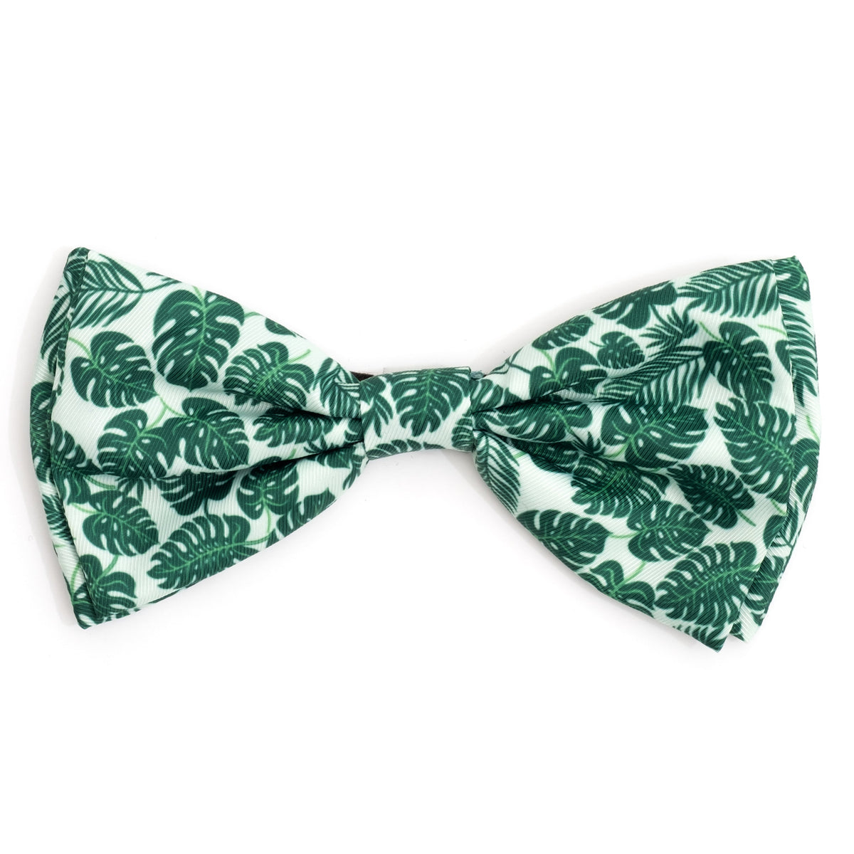 Tropical Leaves Dog Bow Tie – Polyester, Green, Sizes S, L