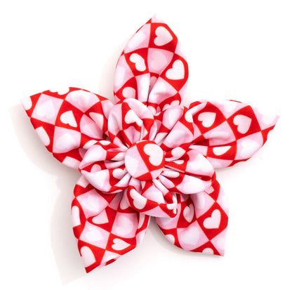Colorblock Hearts Dog Flower – Polyester, Red, Sizes S, L