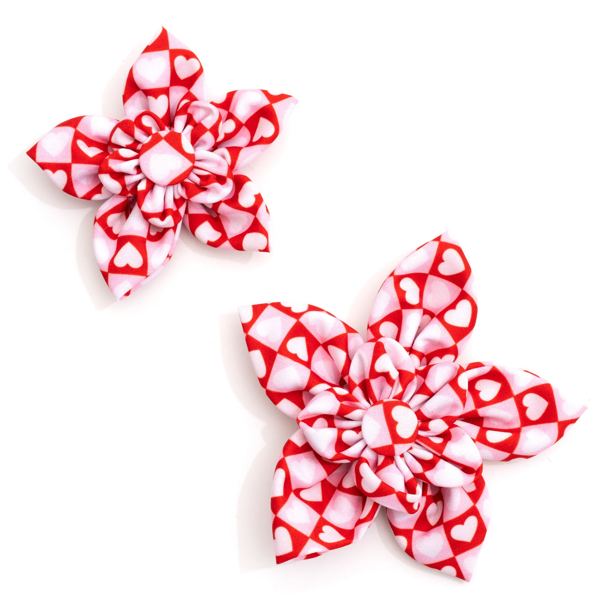Colorblock Hearts Dog Flower – Polyester, Red, Sizes S, L
