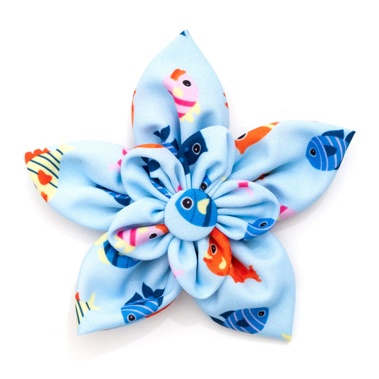 Fishy II Dog Flower – Polyester, Blue, Sizes S, L