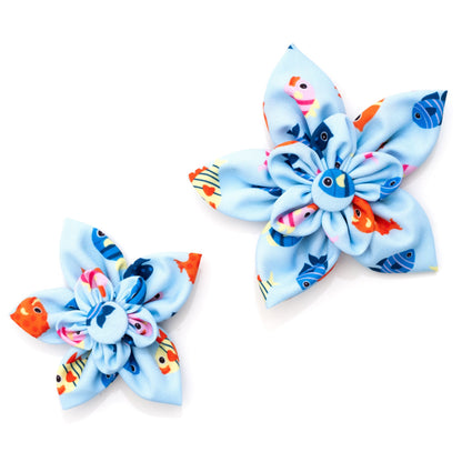 Fishy II Dog Flower – Polyester, Blue, Sizes S, L