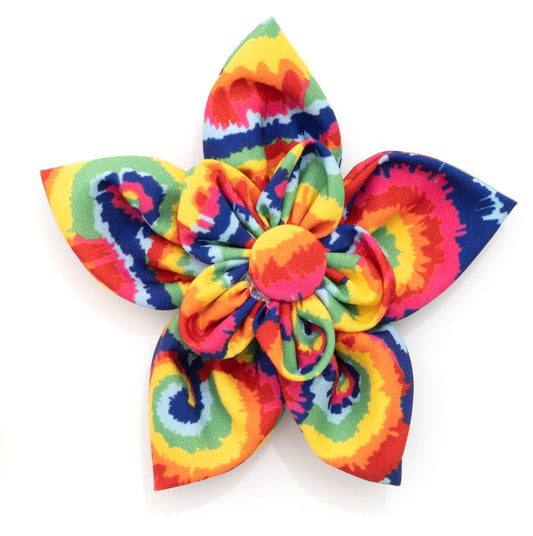 Kaleidoscope Dog Flower – Polyester, Multicolored & Red/White/Blue, Sizes S, L