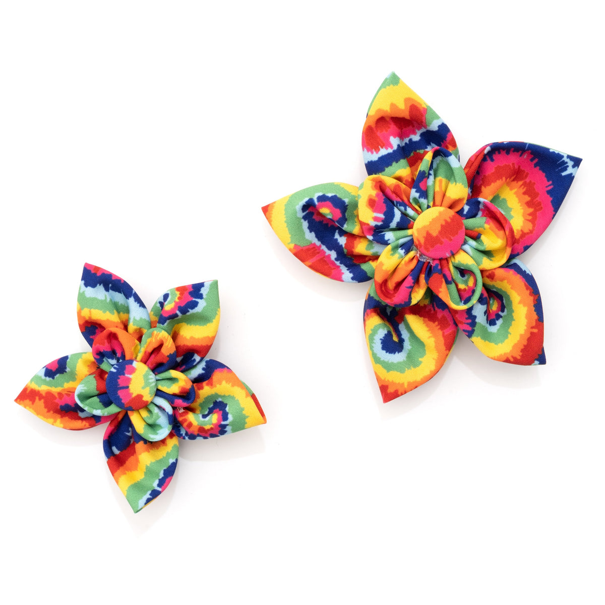 Kaleidoscope Dog Flower – Polyester, Multicolored & Red/White/Blue, Sizes S, L