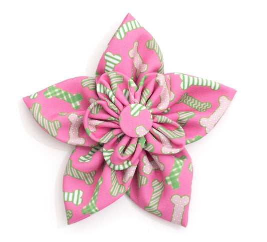 Preppy Bones Dog Flower – Polyester, Pink & Red/White/Blue, Sizes S, L