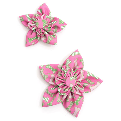 Preppy Bones Dog Flower – Polyester, Pink & Red/White/Blue, Sizes S, L