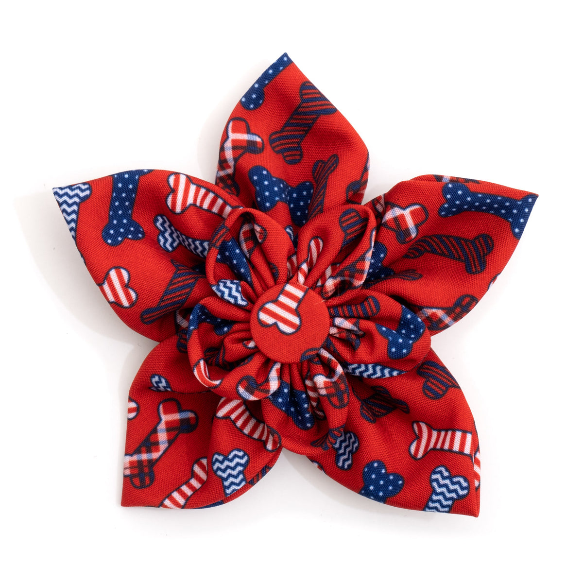 Preppy Bones Dog Flower – Polyester, Pink & Red/White/Blue, Sizes S, L