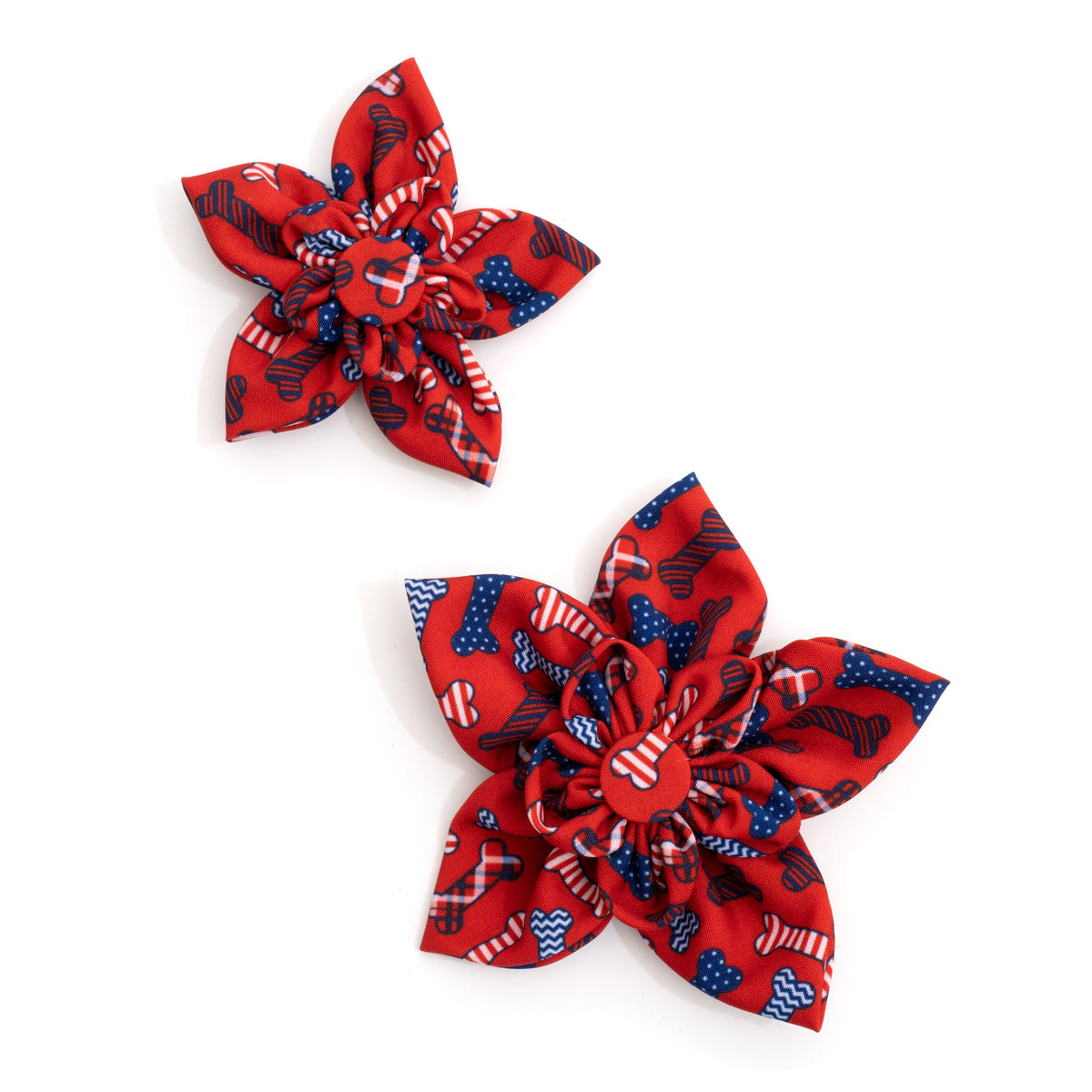 Preppy Bones Dog Flower – Polyester, Pink & Red/White/Blue, Sizes S, L