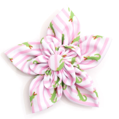 Stripe Alligators Dog Flower – Polyester, Pink, Sizes S, L