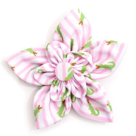 Stripe Alligators Dog Flower – Polyester, Pink, Sizes S, L
