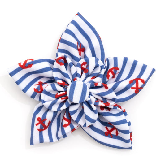 Stripe Anchors Dog Flower – Polyester, Navy, Sizes S, L