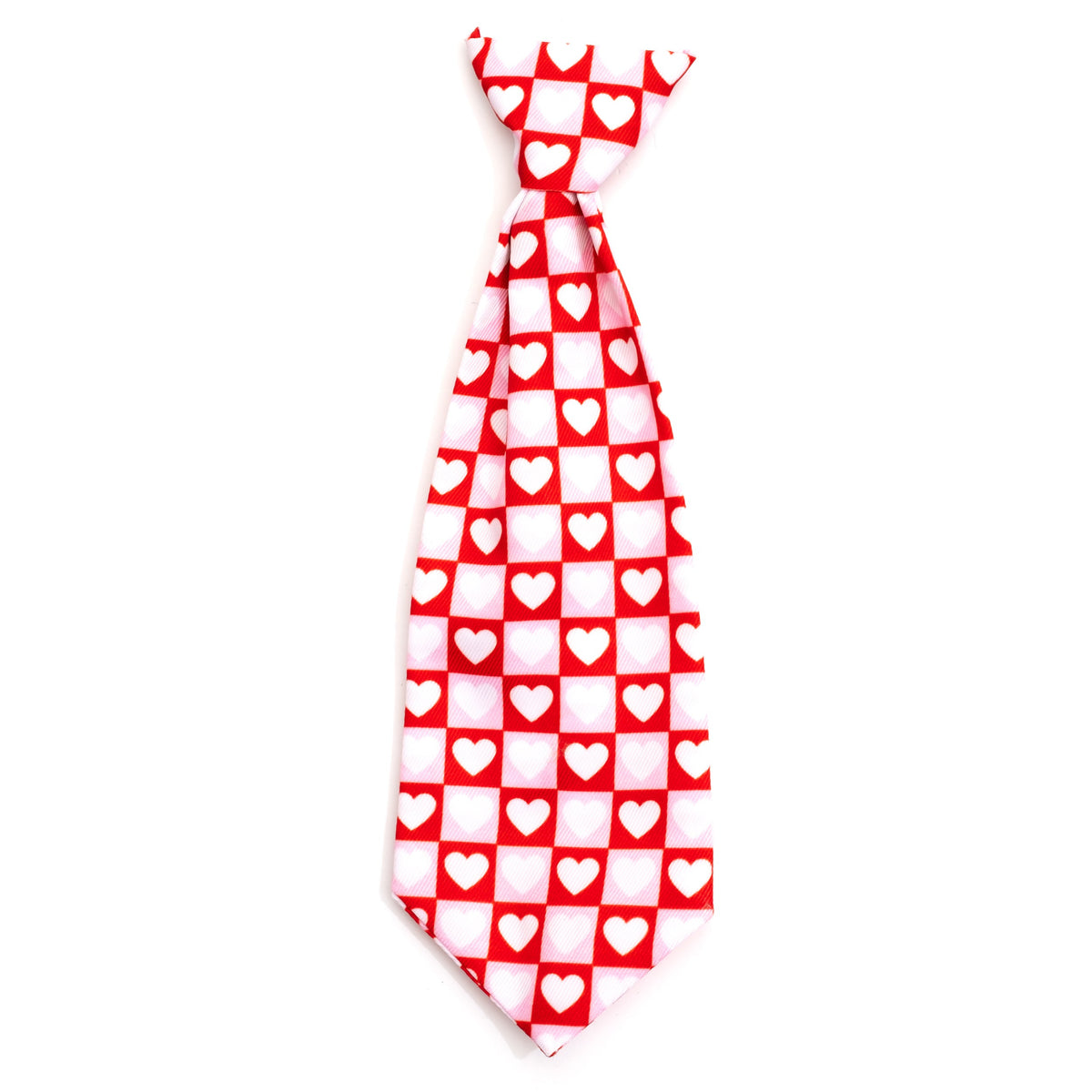 Colorblock Hearts Dog Neck Tie – Polyester, Red, Sizes S, L