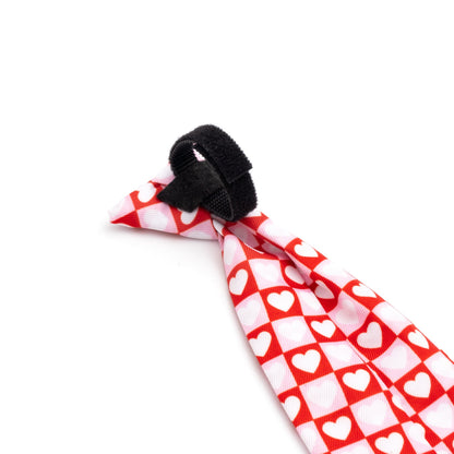 Colorblock Hearts Dog Neck Tie – Polyester, Red, Sizes S, L