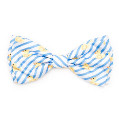 Stripe Rubber Duck Dog Bow Tie – Polyester, Light Blue/White, Sizes S, L