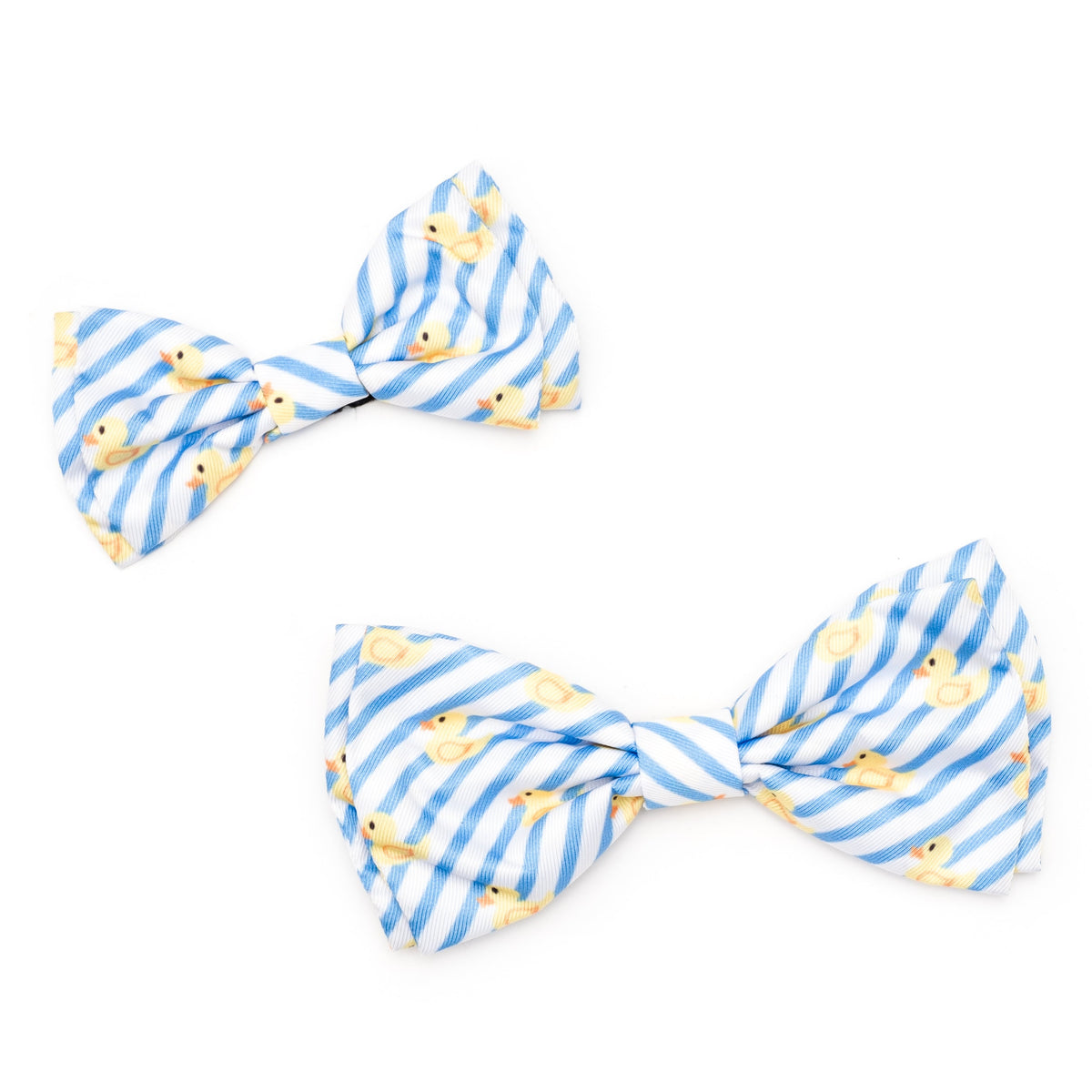 Stripe Rubber Duck Dog Bow Tie – Polyester, Light Blue/White, Sizes S, L