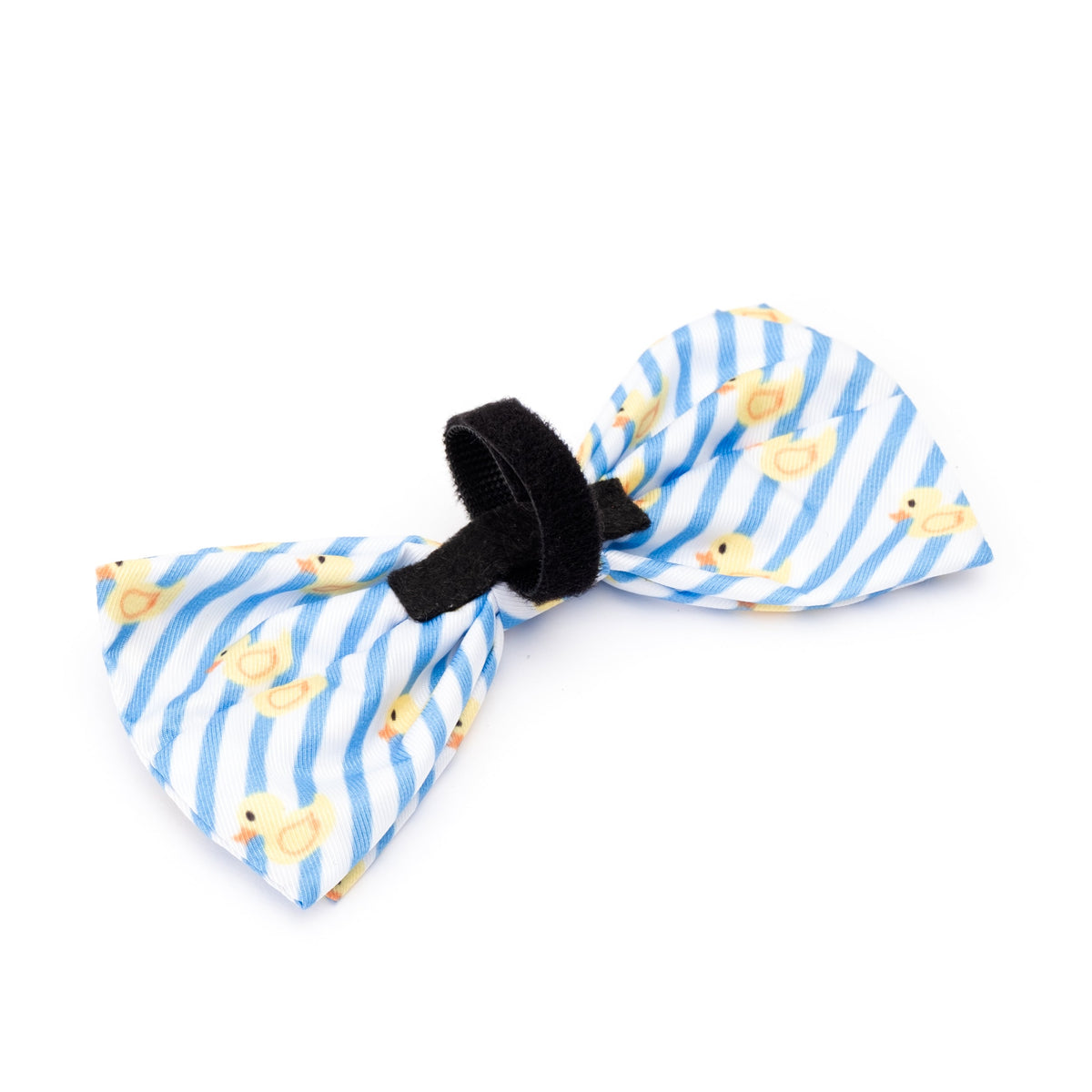 Stripe Rubber Duck Dog Bow Tie – Polyester, Light Blue/White, Sizes S, L