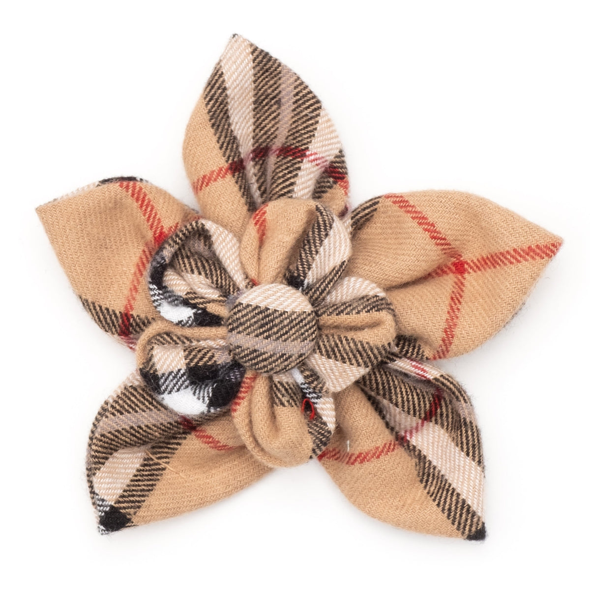 Tan Plaid Dog Flower – Cotton, Tan, Sizes S, L