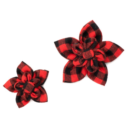 Buffalo Plaid Dog Flower – Cotton, Red, Sizes S, L