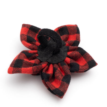 Buffalo Plaid Dog Flower – Cotton, Red, Sizes S, L