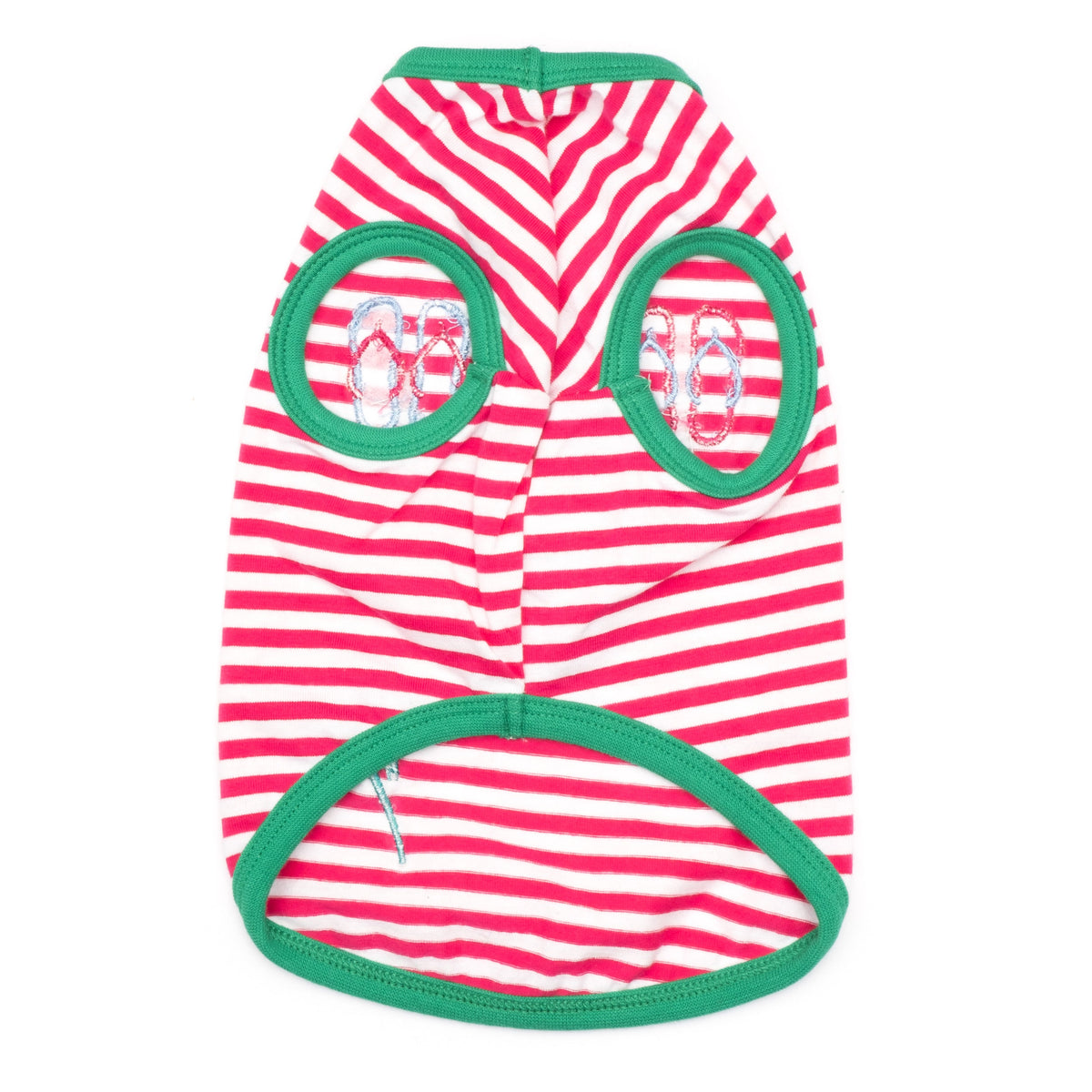 Flip Flops Dog Tank Top – Cotton, Pink/White, Sizes XS–XXL