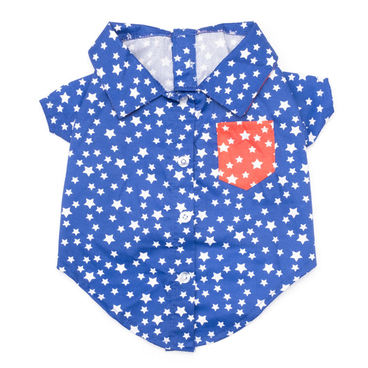 Stars Dog Shirt – Cotton, Navy, Sizes XS–XXL