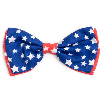 Stars Dog Bow Tie – Cotton, Navy/Red, Sizes S, L