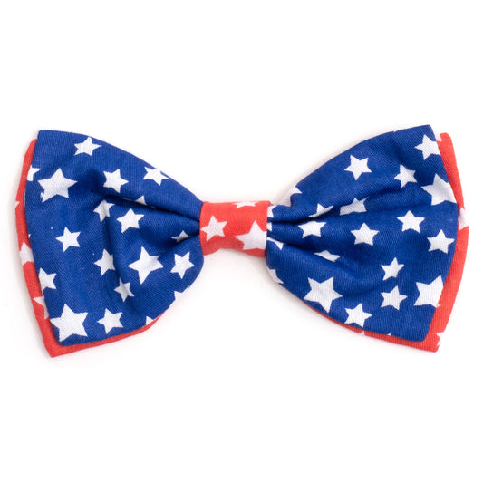 Stars Dog Bow Tie – Cotton, Navy/Red, Sizes S, L