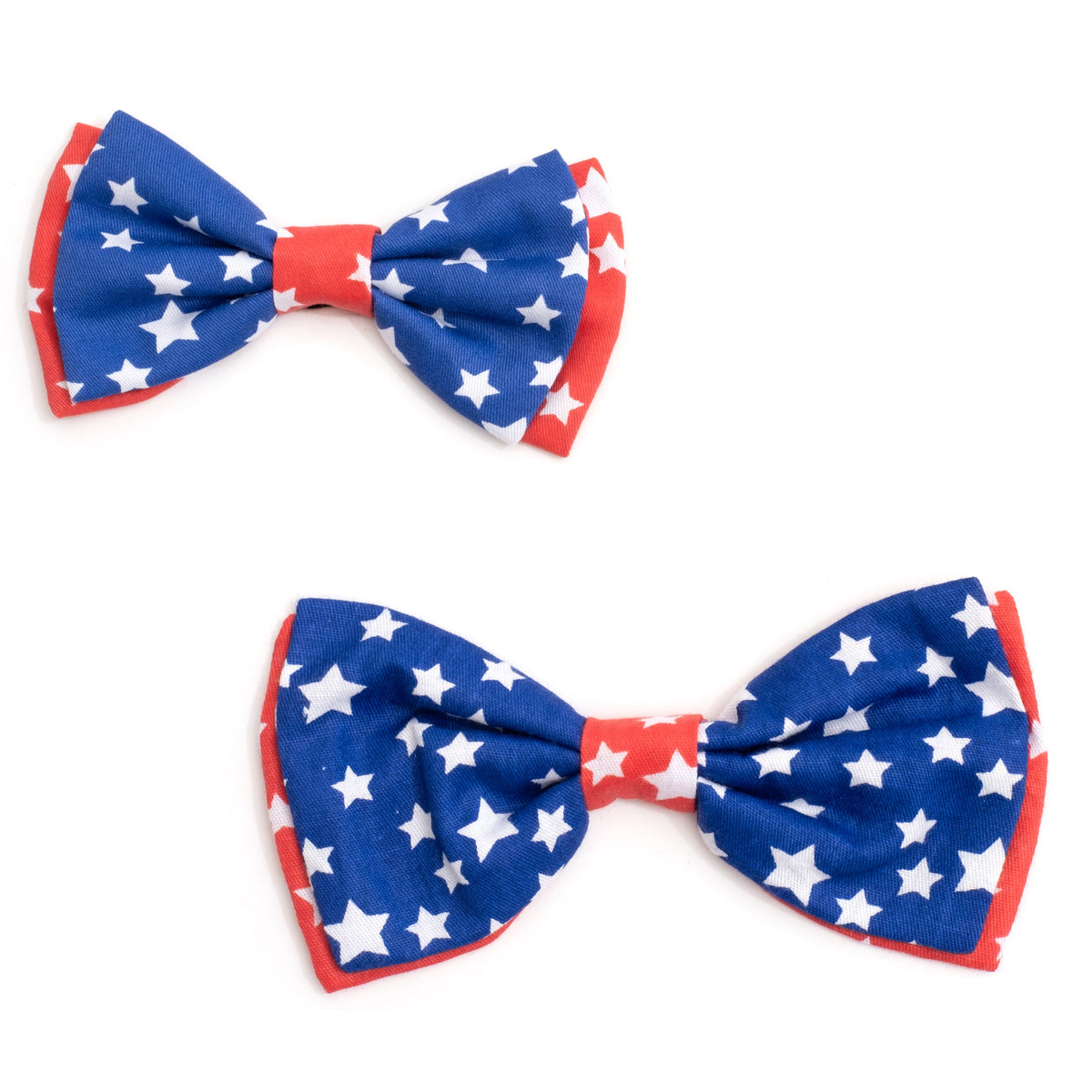 Stars Dog Bow Tie – Cotton, Navy/Red, Sizes S, L