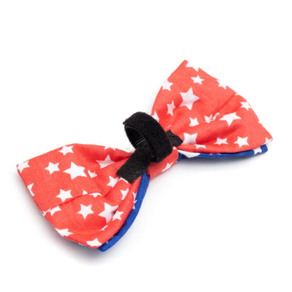 Stars Dog Bow Tie – Cotton, Navy/Red, Sizes S, L