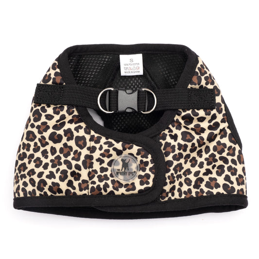 Tan Leopard Print Step-In Dog Harness in tan, main product view