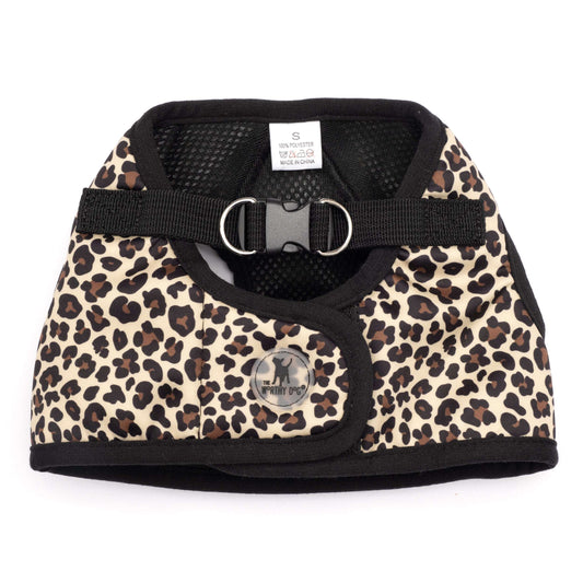Tan Leopard Print Step-In Dog Harness in tan, main product view