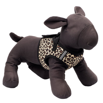 Tan Leopard Print Step-In Dog Harness in tan, product view 2