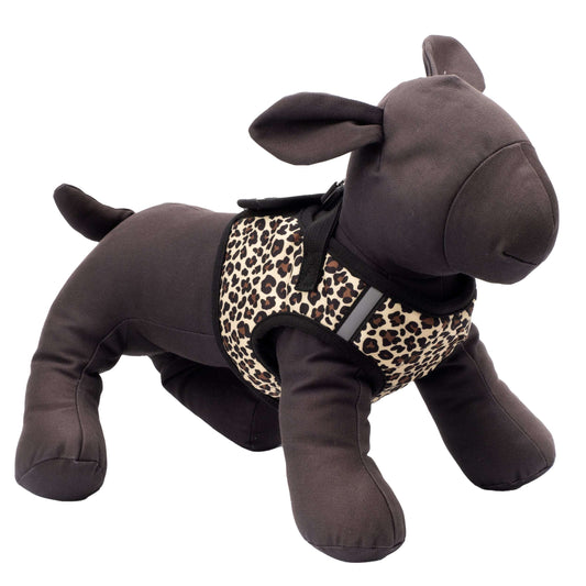Tan Leopard Print Step-In Dog Harness in tan, product view 2