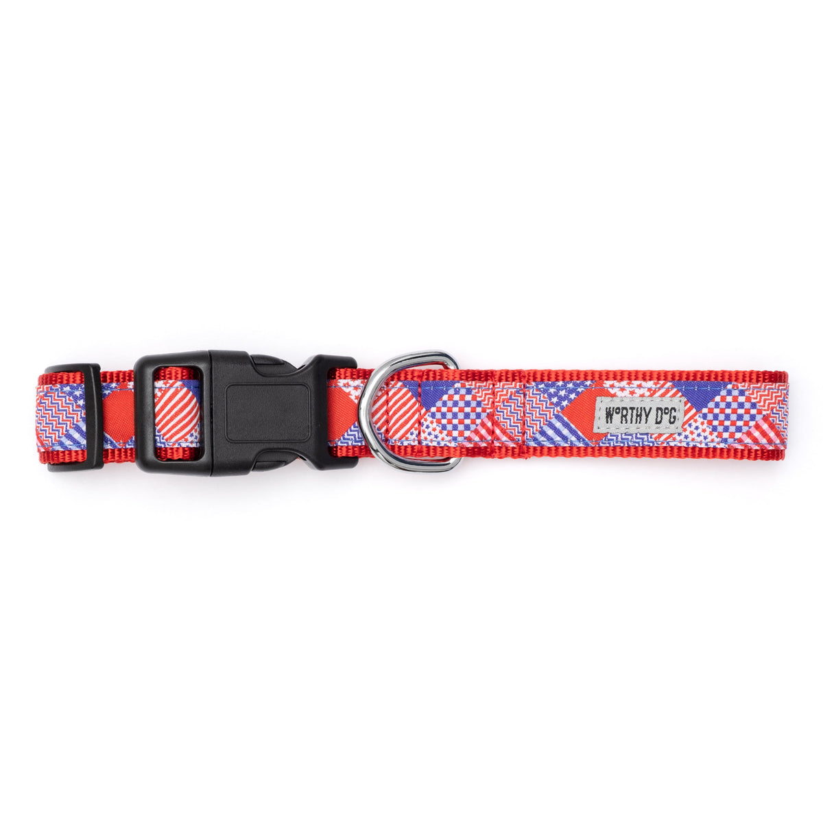 Americana Dog Collar – Red/White/Blue, Sizes XS–XL