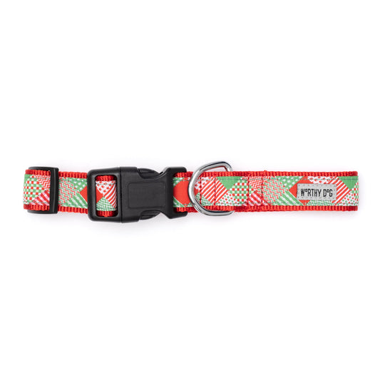 Americana Holiday Dog Collar – Red/Green, Sizes XS–XL