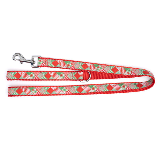 Americana Holiday Dog Leash – Red/Green, Size L