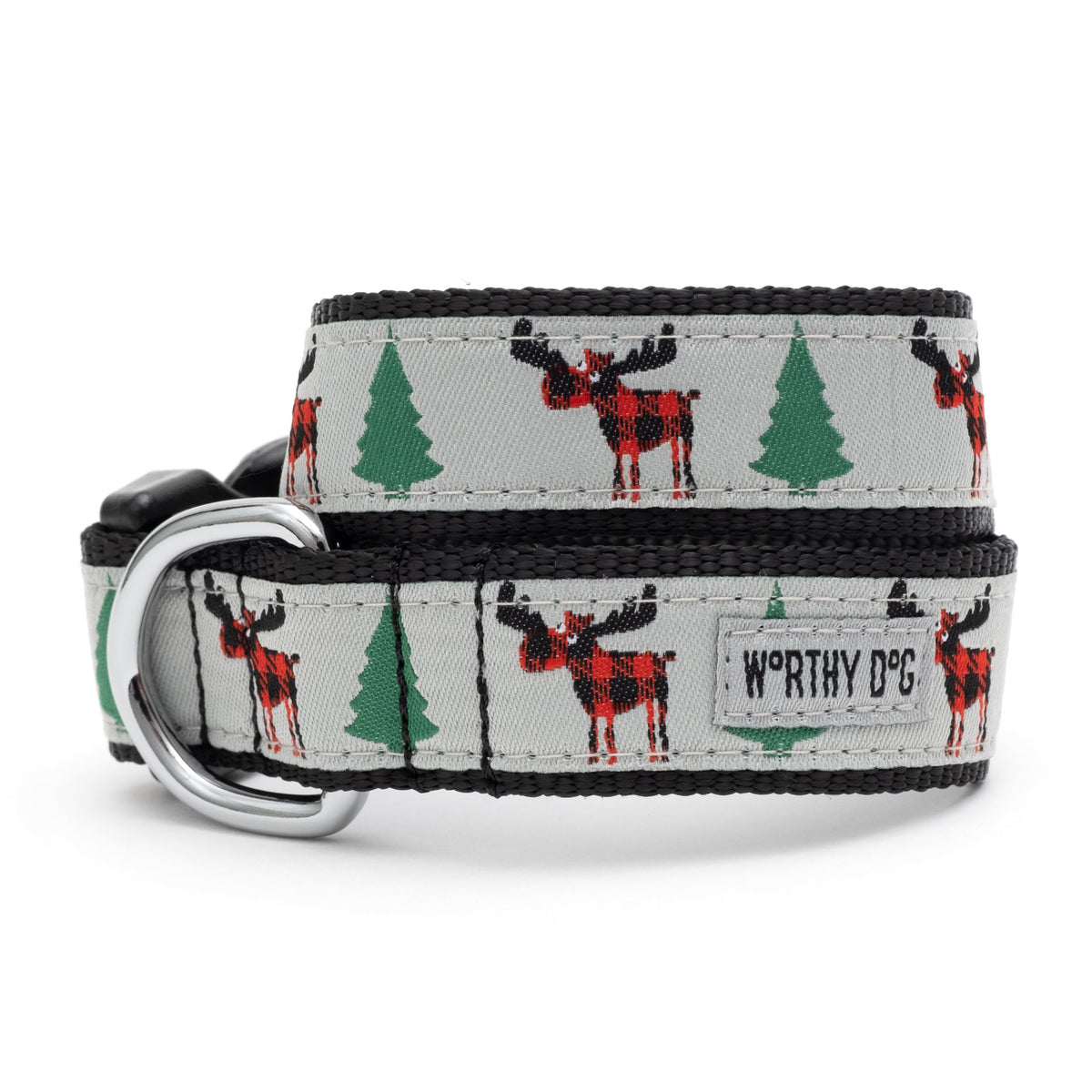 Buffalo Moose Dog Collar – Gray, Sizes XS–XL