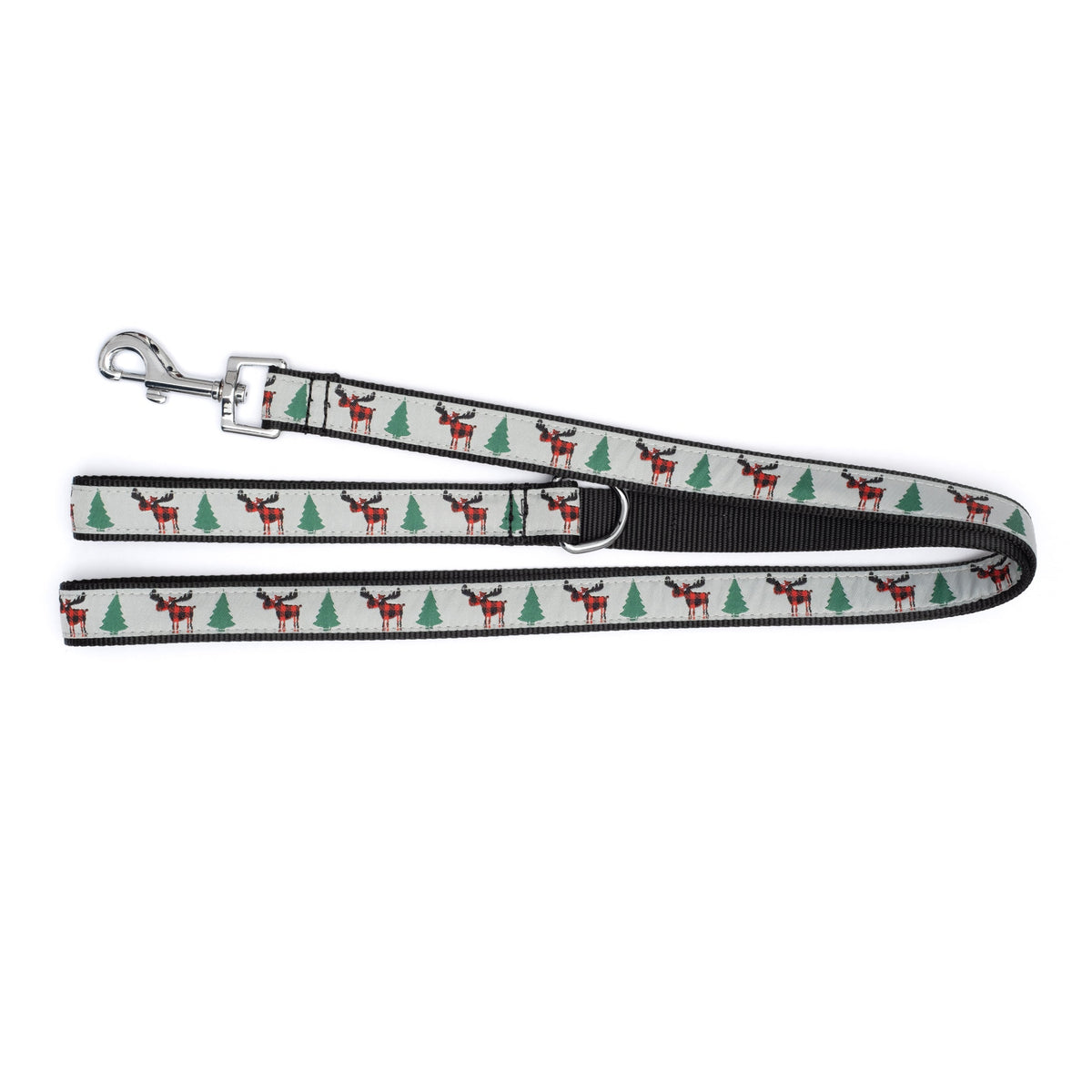 Buffalo Moose gray ribbon and nylon dog leash, product view 2