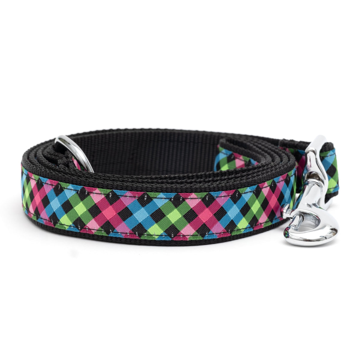 Carnival Check Dog Leash – Multicolored, Sizes S, L