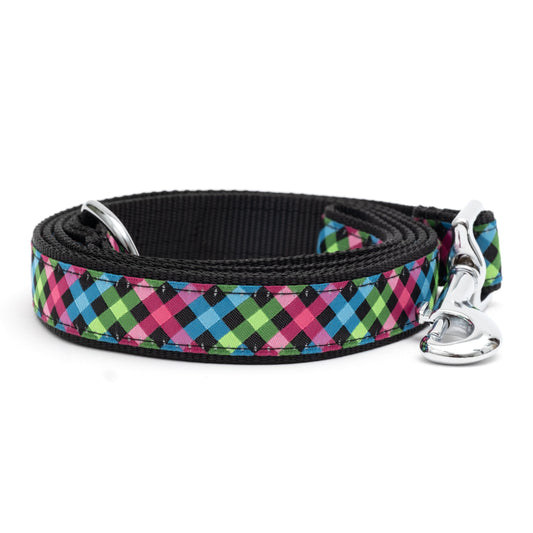 Carnival Check Dog Leash – Multicolored, Sizes S, L