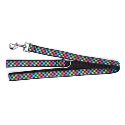 Carnival Check Dog Leash – Multicolored, Sizes S, L
